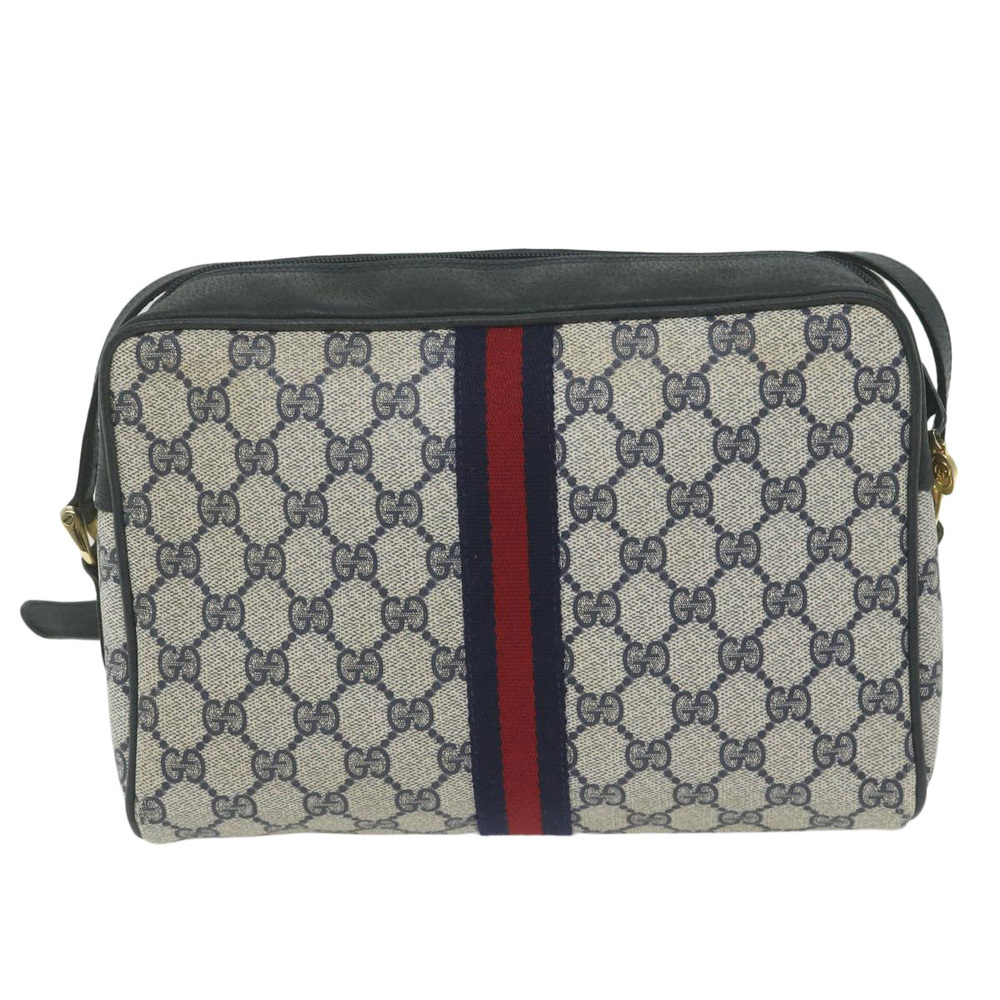 GUCCI GG Supreme Sherry Line Shoulder Bag Red Navy 32 001 4071 Auth ep2607 - Picture 2 of 16